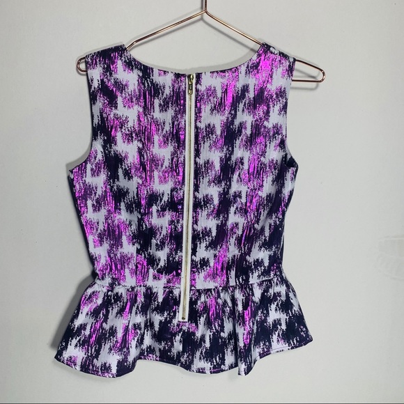 Modbe Peplum Purple Metallic Print Top Sz.… - Picture 5 of 9